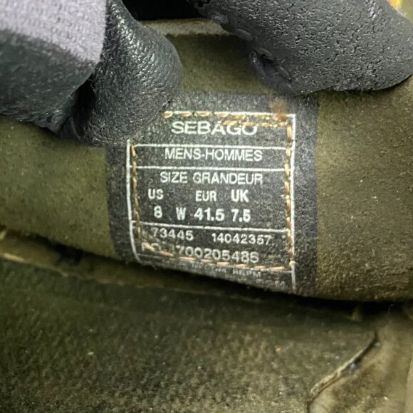 Filson Segago Docksides Shoes Mens 8 W Brown Green Boat Leather Canvas Tin Cloth - Picture 12 of 15